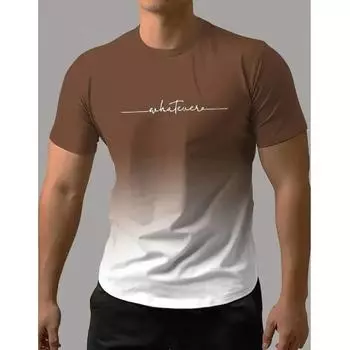 Яркая градиентная удобная футболка - мягкий дышащий круглый вырез с коротким рукавом модный топ для весеннего летнего отдыха на отдыхе L жёлтый