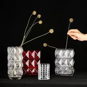 Яркая хрустальная ваза для современной гостиной, настольная ваза, украшения, сухоцветы, цветочная ваза, настольные украшения, аксессуары