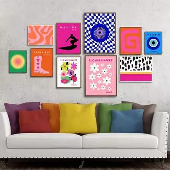 Яркая настенная живопись на холсте, цветочный рынок Нэшвилла, эклектичная графика, постер и принты, настенная картина для декора гостиной 21x30cm No Framed
