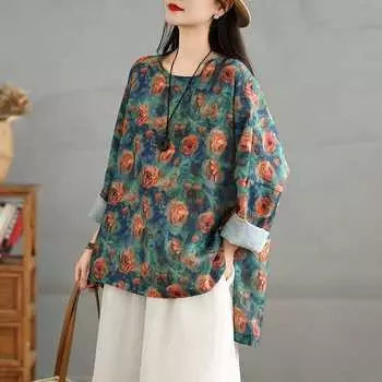 Яркая печатная высококачественная модная рубашка-пуловер с солнцезащитным кремом для женщин M зелёный