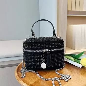 Яркая PU сумка через плечо из искусственной кожи с бриллиантами, новая женская сумка с двойными молниями и подъемным механизмом, трендовая модная сумка через плечо с цепочкой