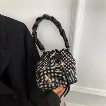 Яркая ромбовидная сумка-ведро 2024 года, новая модная сумка через плечо в корейском стиле в западном стиле с цепочкой и шнурком, женская сумка
