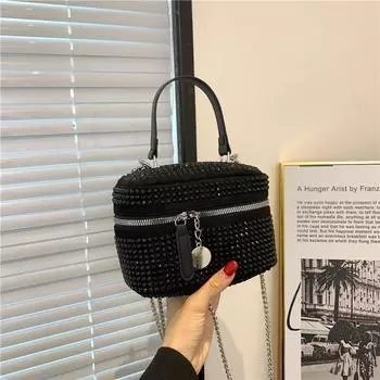 Яркая ромбовидная сумка женская сумка 2024 новая сумка-коробка корейская версия модная персонализированная сумка-мессенджер через плечо с цепочкой серебряный