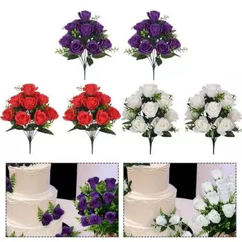 Яркая шелковая цветочная композиция из роз для свадеб и торжеств Deep purple