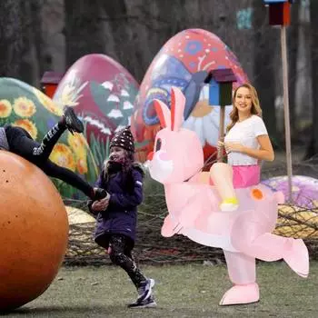 Яркая веревка, взаимодействие родителей и детей, пасхальный кролик, милый надувной кролик, игрушка для верховой езды, сезонные украшения M