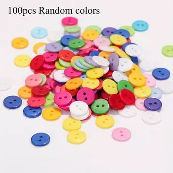 Яркие 100/300/500 шт. Пуговицы из смолы смешанных цветов с 2 отверстиями, 9 мм - Прочные и простые в использовании для шитья и рукоделия своими руками