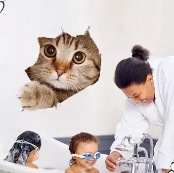 Яркие 3D Наклейки на унитаз с забавными кошками и собаками, сделай сам, для туалета, ванной комнаты, украшения дома, милые котята, щенки, домашние животные, наклейки для стен 1PC