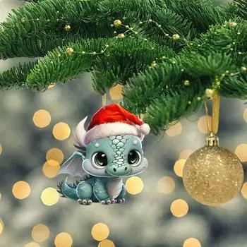 Яркие акриловые украшения с динозаврами для рождественской елки и аксессуары для дома