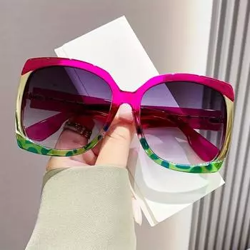 Яркие черепаховые солнцезащитные очки в очень большой оправе унисекс, стильные модные очки Y2K для женщин и мужчин, неполяризованный модный аксессуар чёрный