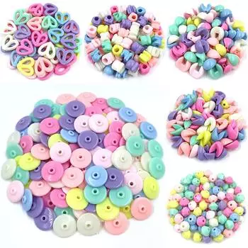 Яркие цвета акриловые смешанные свободные бусины для изготовления ювелирных изделий своими руками, материалы для бисероплетения, детская ручная работа 1# 15.5*17mm 10Pcs