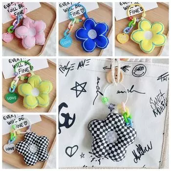 Яркие цветные подвески-цепочки с кисточками в форме сердца, автомобильные брелки с цветком из ткани, брелки для рюкзака синий