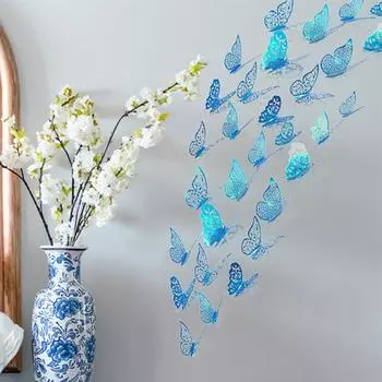 Яркие глянцевые наклейки-бабочки, современные элегантные полые наклейки на стены B