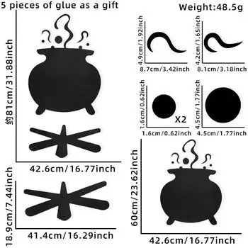 Яркие Хэллоуинские украшения для окон с очаровательными темами ведьминской шляпы и черепа Невеста Fire Pit