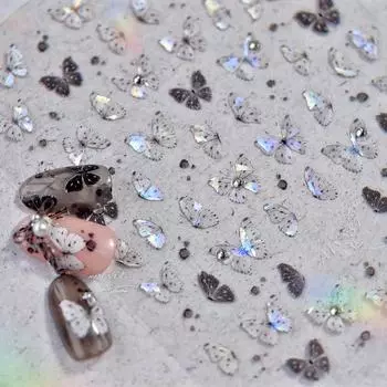 Яркие хрустальные наклейки для ногтей с бабочками. Изготовление своими руками креативных декоративных наклеек. MS585