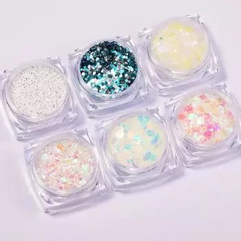 Яркие круглые блестки для дизайна ногтей, блестки для ногтей, блестящая пудра, блестки для фототерапии, декоративные накладки для дизайна ногтей, 12 цветов, аксессуары для дизайна ногтей