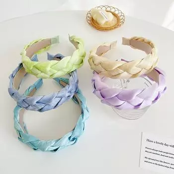 Яркие шелковые аксессуары для волос, милая элегантная повязка для волос, заколка для волос, повязка на голову с косой, женский головной убор 17*4cm зелёный