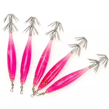 Яркие светящиеся рыболовные приманки для ловли кальмаров с крючком для ловли кальмаров (красный)