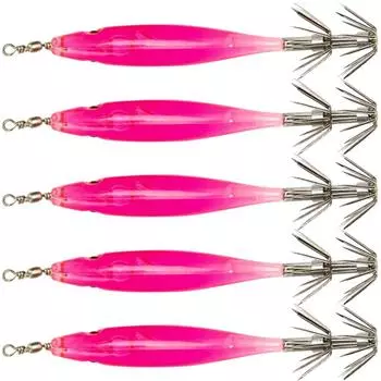 Яркие светящиеся рыболовные приманки для ловли кальмаров с крючком для ловли кальмаров (красный)