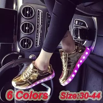 Яркие светящиеся туфли на весну и осень, новые светящиеся туфли для мужчин и женщин, флуоресцентные туфли, USB-зарядка, светодиодный свет, корейская обувь для пар 44 чёрный