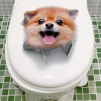 Яркие забавные наклейки для ванной комнаты и туалета с собаками, животными, фрески, мультяшные настенные художественные наклейки, наклейки для щенков, котят, детей, дверь в туалет, водонепроницаемые 20X30CM