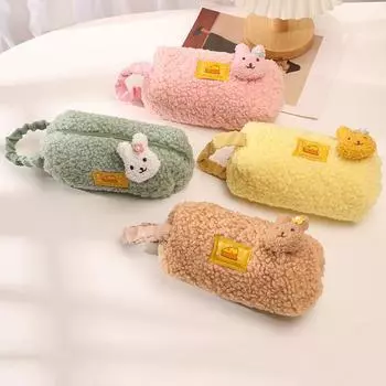 Ярких цветов, милый мультяшный пенал из овечьей шерсти, сумка для хранения канцелярских принадлежностей, студенческий большой пенал Capscity, органайзер для макияжа коричневый