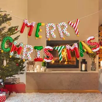 Ярких цветов, воздушный шар из фольги с Рождеством и буквами, 2024, Рождественская вечеринка, воздушный шар, баннер, украшения, с Новым годом, Navidad, детские сувениры