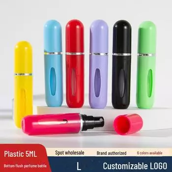 Яркий 5 мл пластиковый флакон-спрей для духов с прямым наполнением и самонасосом 5ml светло-синий