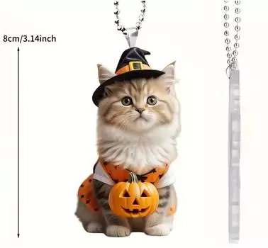 Яркий акриловый мультяшный кот-тыква Автомобильное украшение Идеально для стильного декора автомобиля