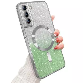 Яркий блестящий чехол для Samsung Galaxy S24 S23 S22 S21 S20 Ultra Plus FE Case Note20 Ultra с покрытием, беспроводной магнитный MagSafe For Galaxy S24 Ultra чёрный