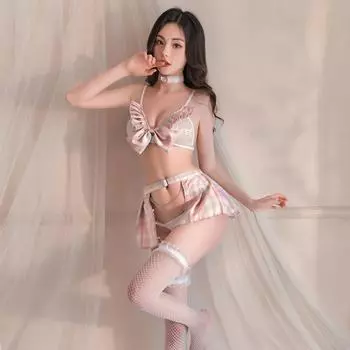 Яркий бюстгальтер-юбка в клетку с бабочкой для сестры, комплект нижнего белья, кавайная школьная форма JK, сексуальное нижнее белье, милые костюмы для косплея школьниц One Size