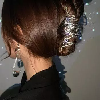 Яркий цвет, элегантная большая заколка для волос со стразами, неправильная форма цветка, инструмент для укладки волос с когтями серебряный