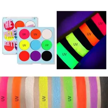 Яркий цвет Honey Skin Water Activated Liner UV Light Neon Pastel Shadow Palette Festival Makeup Responsive 9 цветов, 1 шт. 9 цветов, 1 шт.