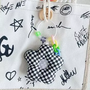 Яркий цветной брелок с кисточкой и цепочкой, декоративный брелок для ключей, брелок для ключей с цветком из ткани, аксессуары для ключей зелёный