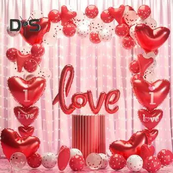 Яркий цветной настенный шар, легкий и прочный, свадебная комната, соединенный любовный настенный декоративный шар красный