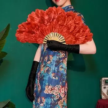Яркий цветной танцевальный веер, симпатичный, стильный, женский, в форме цветка, складной, ручной синий