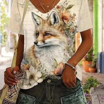 Яркий геометрический повседневный V-образный вырез, высокоэластичный полиэстеровый трикотаж, машинная стирка, короткий рукав, обычная длина, идеальная летняя женская повседневная одежда S