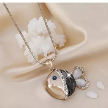 Яркий хрустальный кулон в форме рыбы, длинное ожерелье для женщин, простые ювелирные изделия для девочек серый