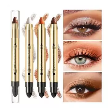 Яркий карандаш для теней для век с жемчугом и тонкой вспышкой, двусторонние тени для век, палочка для салфеток, формованные тени для век цвета земли