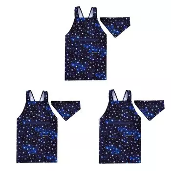 ЯРКИЙ КОНФЕТНЫЙ СТИЛЬ Детский фартук с перекрестной спинкой Водоотталкивающий Не требующий глажки Стерлинговое серебро Набор из 3 предметов Крутой детский фартук для мальчиков Набор треугольного шарфа Детский фартук