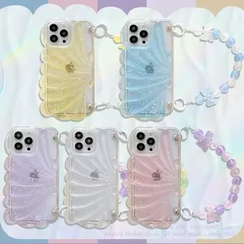Яркий летний чехол с цепочкой для iPhone 12/13/15 и 14Pro Max iPhone 15 прозрачный