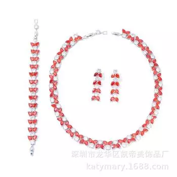 Яркий новый цветной браслет Мона Лиза серьги ожерелье комплект роскошный комплект ювелирных изделий в виде капли воды Earrings оранжевый