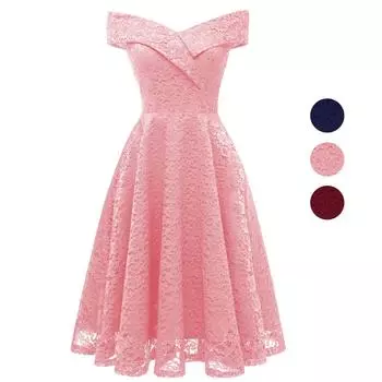 Яркий олень, женское платье с запахом спереди и открытыми плечами, бардо, кружево с цветочным принтом, миди, коктейльное вечернее платье для выпускного вечера, наряд для подружки невесты, свадебного гостя S темно-синий