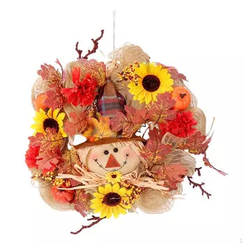 Яркий осенний венок, гирлянда урожая, искусственный венок на входную дверь 43cmx43cm