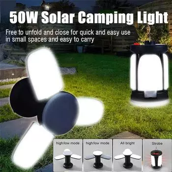 Яркий солнечный светодиодный фонарь для кемпинга 4500 мАч, аккумуляторная батарея, складной, 6 режимов освещения для кемпинга, рыбалки, аварийный фонарь 3 Leaf No Solar