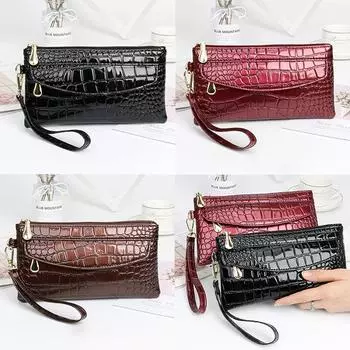 Яркий уход за лицом из искусственной кожи, повседневный женский клатч, кошелек для монет, кошелек с крокодиловым аллигатором, кошелек для телефона, женская сумка с держателями для карт as the picture
