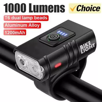 Яркий велосипедный фонарь T6 LED передний USB перезаряжаемый MTB горный велосипедный фонарь 1000LM велосипедный фонарь фонарик для велоспорта скутера
