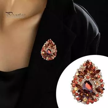 Яркий внешний вид, изысканная брошь, булавка, легкая декоративная полировка, искусственный кристалл, форма капли воды, женская булавка, аксессуары для костюмов фиолетовый