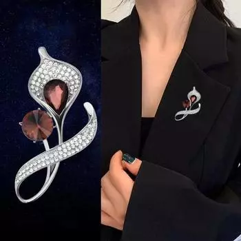 Яркий внешний вид, изысканная полирующая булавка со стразами, декоративная брошь в форме цветка Каллы, женская булавка для одежды синий