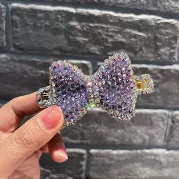 Ярко-фиолетовые полностью кристальные резинки для волос для девочек, розовые, голубые, все со стразами, резинки для волос, эластичные резинки для волос, резинки