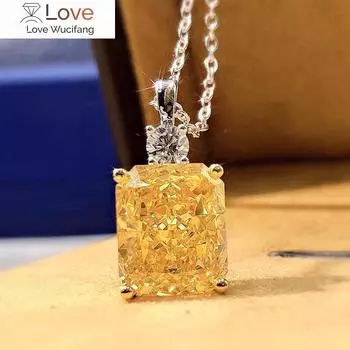 Ярко-желтое хрустальное ожерелье с подвеской для женщин, модные роскошные женские аксессуары для вечеринок, нежный дизайн, ювелирные изделия, подарок 45cm